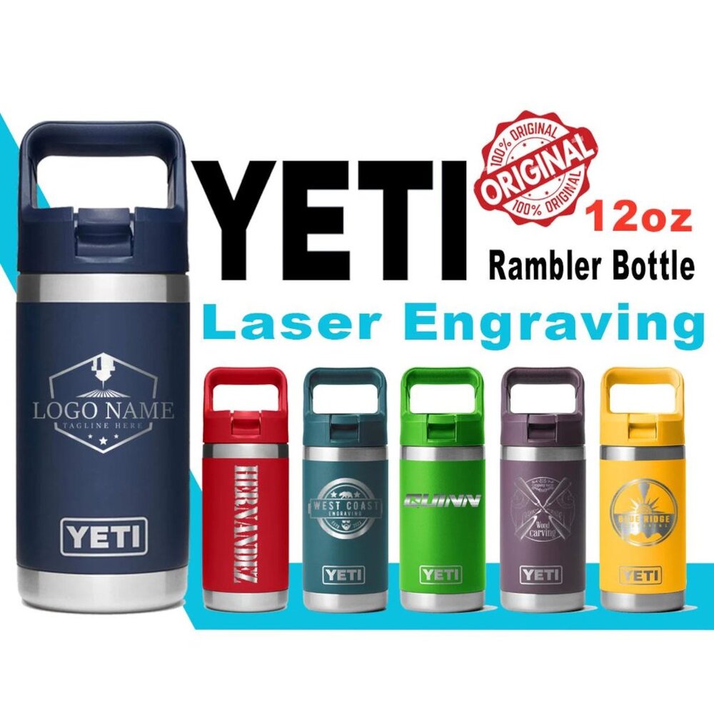 Personalized YETI 12oz Rambler 2.0: Laser Engraved Stainless Steel Water Bottle